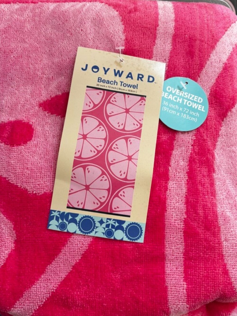 NWT Joyward Oversized Pink Citrus Beach Towel 36 x 72